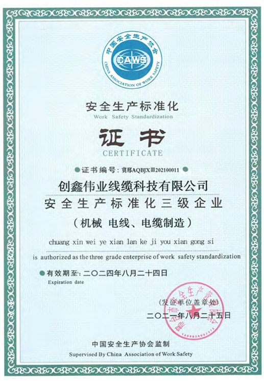 Safety Production Standardization Certificate