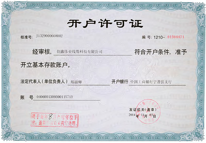 Account Opening License